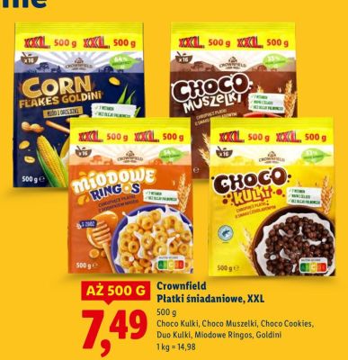 Płatki śniadaniowe XXL Choco Kulki, Choco Muszelki, Choco Cookies, Duo Kulki, Miodowe Ringos, Goldini promocja w Lidl