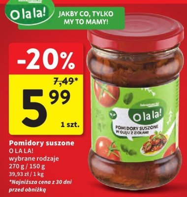 Pomidory suszone wybrane rodzaje  promocja w Intermarche