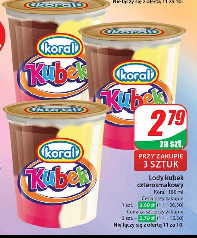 Lody kubek czterosmakowy Koral kubek czterosmakowy promocja
