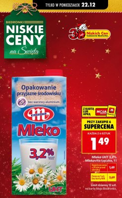 Mleko UHT 3,2% Mlekovita Łączka promocja w Biedronka
