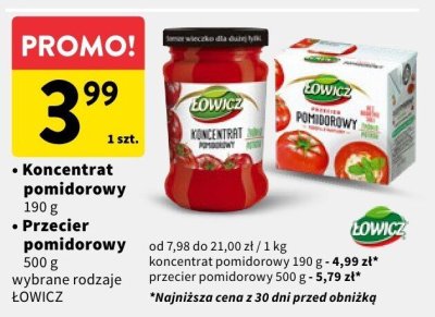 Koncentrat pomidorowy ŁOWICZ promocja w Intermarche