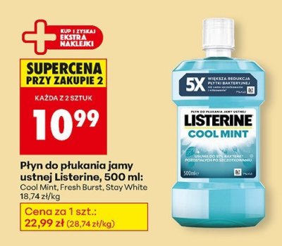 Płyn do płukania jamy ustnej Listerine, 500 ml: Fresh Burst promocja w Biedronka