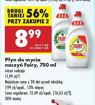 Płyn do mycia naczyń teatree & mint Fairy sensitive promocja w Biedronka