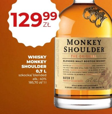 Whisky Monkey Shoulder 0,7L promocja w Duży Ben