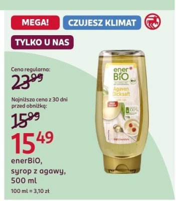Syrop z agawy enerBIO, 500 ml promocja w Rossmann