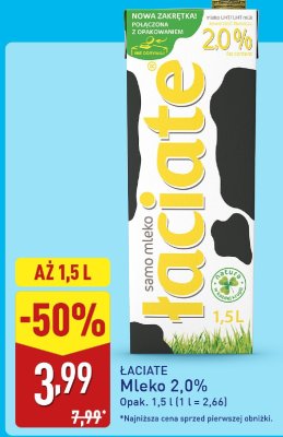 Mleko Łaciate 2,0% promocja w Aldi