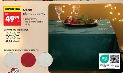 Obrus SMUKEE plamoodporny żakardowy lub z metaliczną nicią 140 × 300 cm promocja w Biedronka