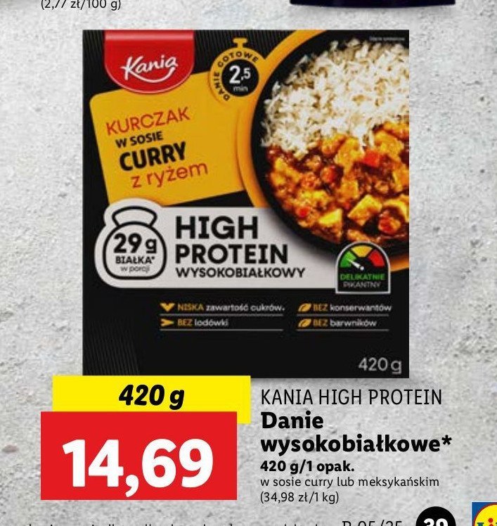 Kurczak w sosie curry z ryżem Kania promocja