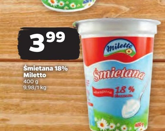 艢mietana 18 % Miletto promocja