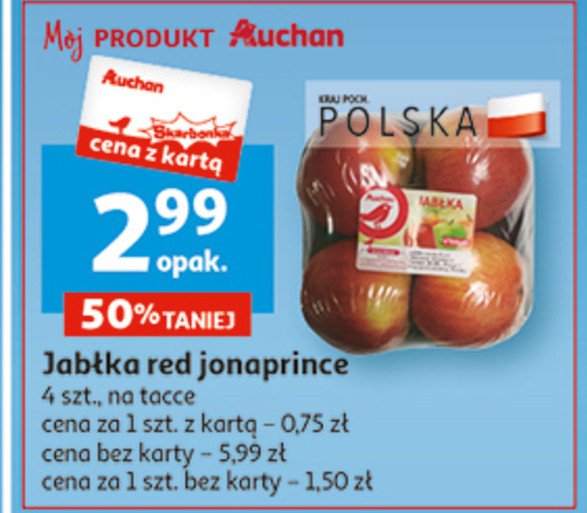 Jabłka jonaprince Auchan promocja
