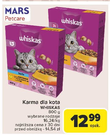 Karma dla kota z łosośiem Whiskas sterile promocja w Carrefour