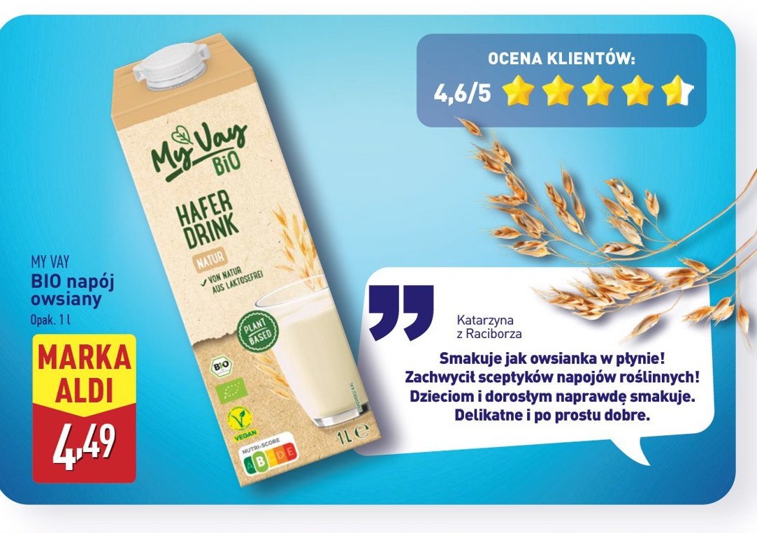 Napój owsiany My vay promocja w Aldi