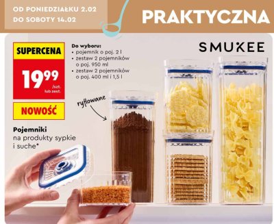 Pojemniki na produkty sypkie i suche Smukee promocja w Biedronka