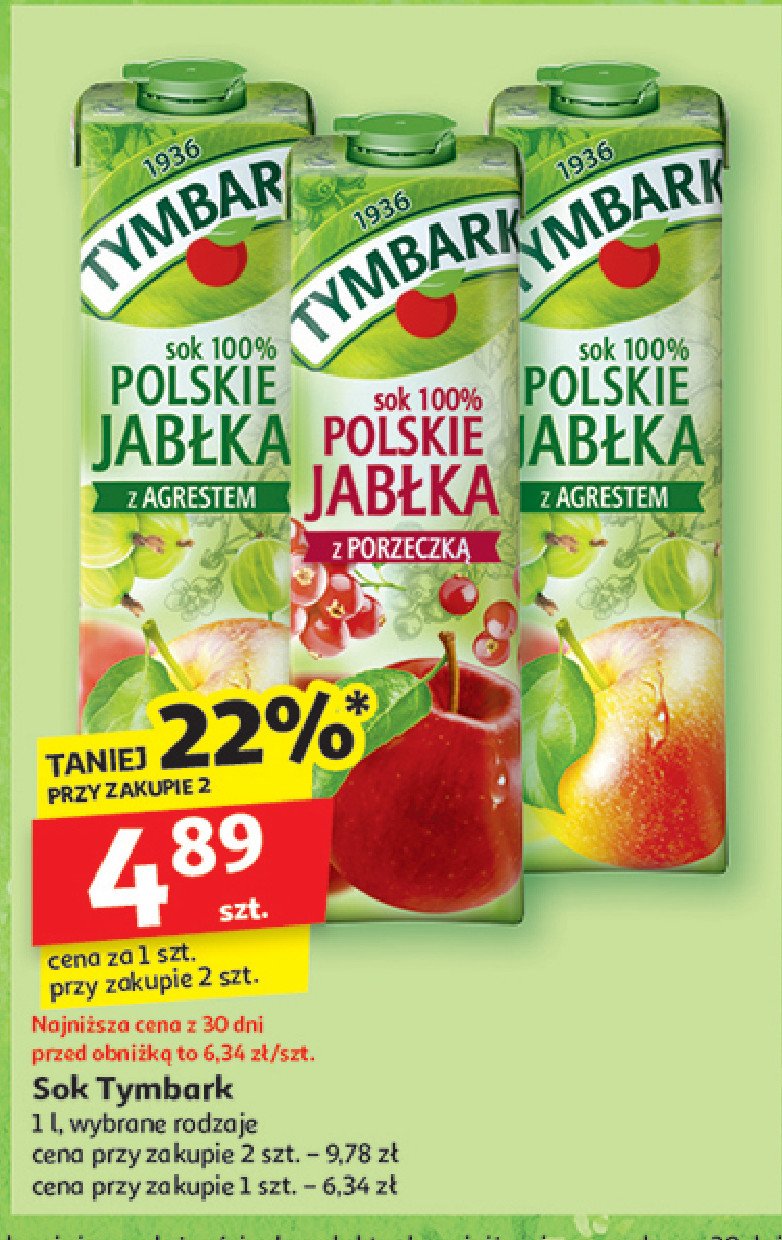 Sok 100% polskie jab艂ka z brzoskwini膮 Tymbark 1936 promocja