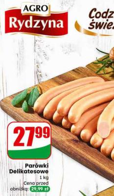 Parówki Delikatesowe AGRO Rydzyna promocja w Dino