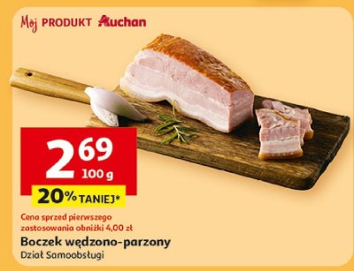 Boczek wędzona-parzony Dział Samoobsługi promocja w Auchan