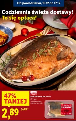 Polski świeży karp, płat ze skórą promocja w Lidl