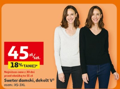 Sweter damski, dekolt V promocja w Auchan