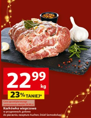 Karkówka wieprzowa w przyprawach, gotowa do pieczenia, receptura Auchan Dział Samoobsługi promocja w Auchan