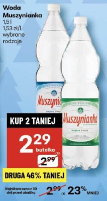 Woda Muszynianka 1,5l promocja w Delikatesy Centrum