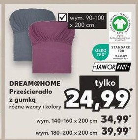 Prze艣cierad艂o z gumk膮 90-180 x 200 cm Dream@home promocja