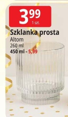 Szklanka prosta Altom promocja w Leclerc