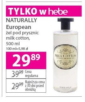 Żel pdo prysznic milk cotton Naturally european promocja