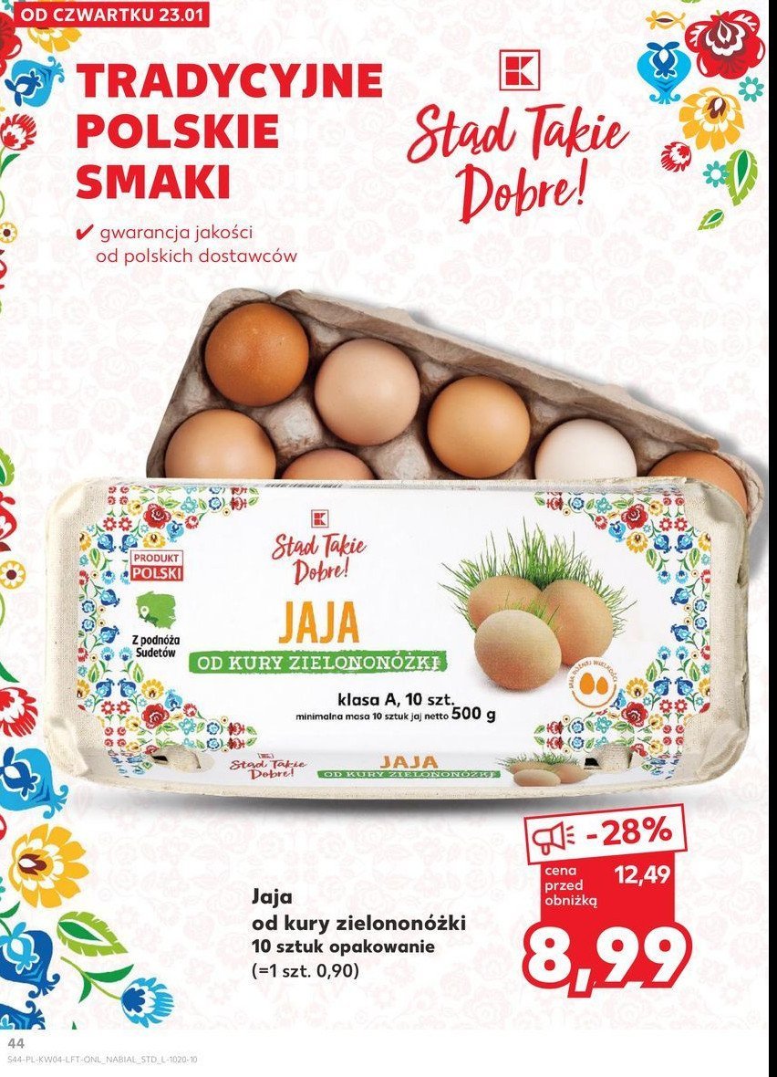 Jaja kury zielononózki K-classic stąd takie dobre! promocja w Kaufland