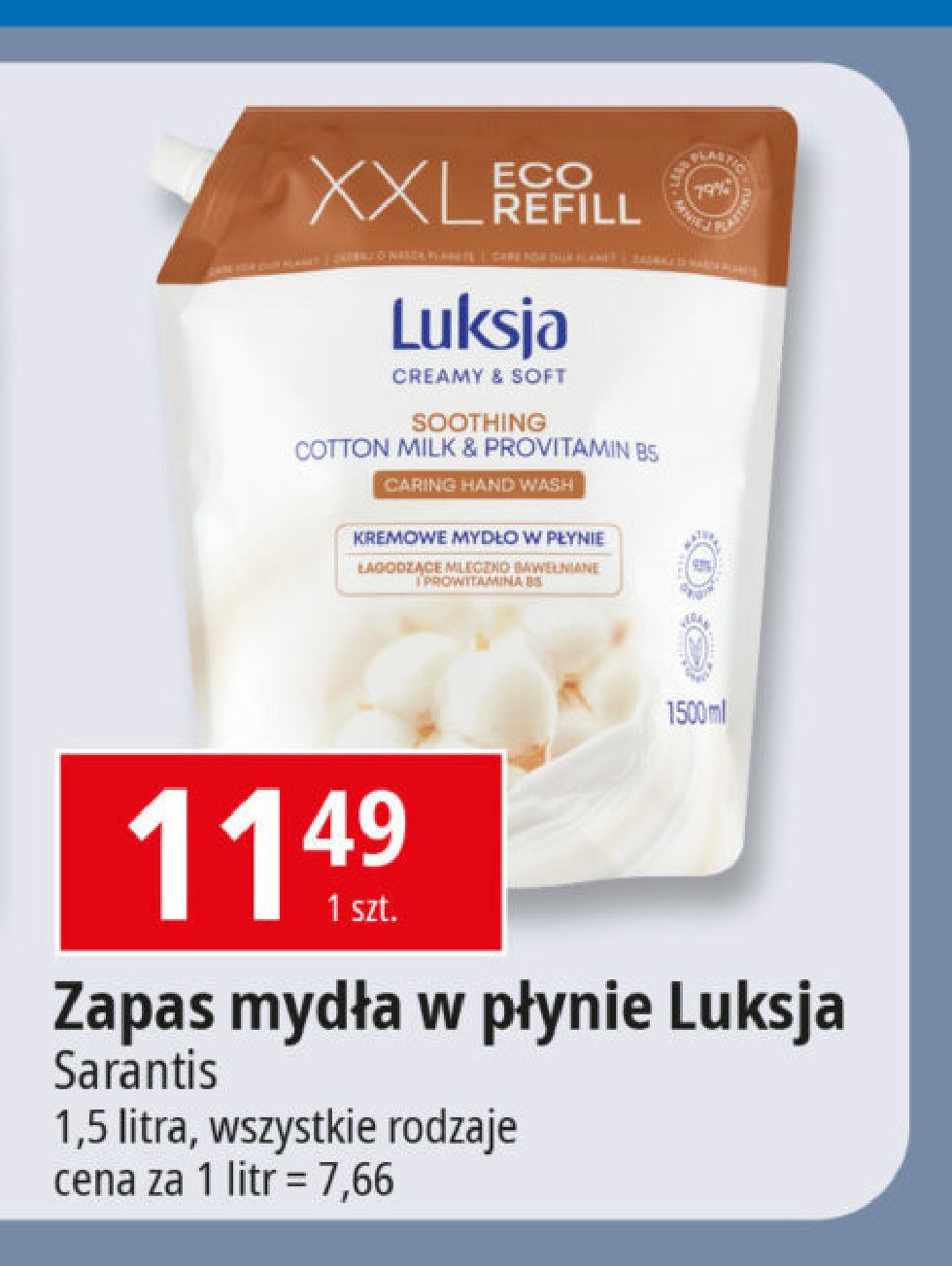 Mydło w płynie cotton milk & provitamin b5 Luksja creamy promocja