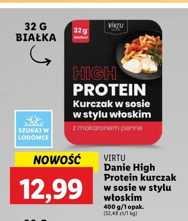 Kurczak w sosie włoskim z makaronem penne Virtu high protein promocja