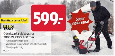 Odśnieżarka elektryczna MEEC TOOLS 2000 W 230 V 460 mm promocja w Jula
