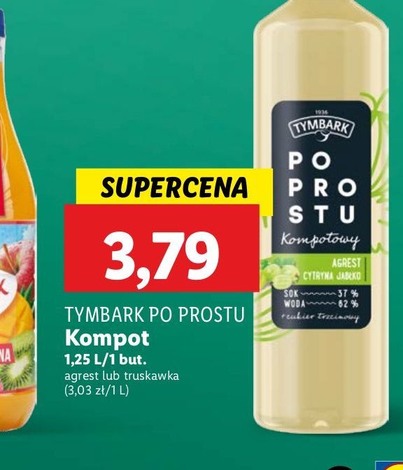 Napój kompotowy agrest-cytryna-jabłko Tymbark po prostu promocja