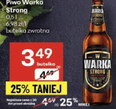 Piwo Warka Strong 0,5 l butelka zwrotna promocja w Delikatesy Centrum