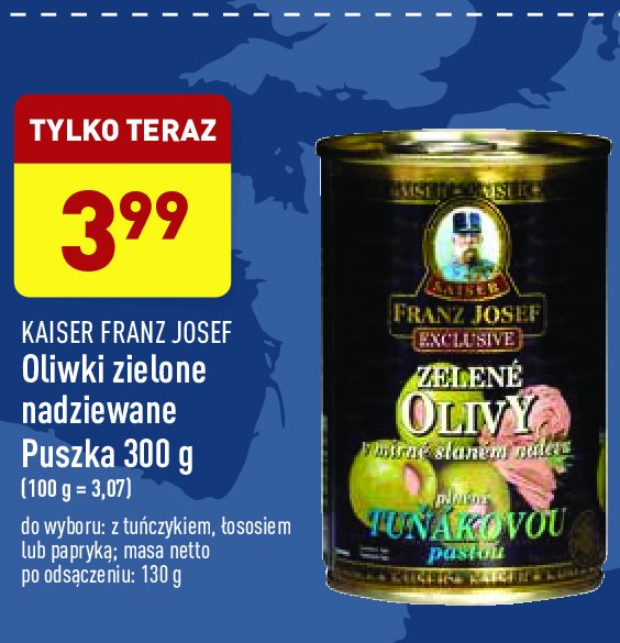 Oliwki zielone nadziewane tuńczykiem KAISER FRANZ JOSEF promocja