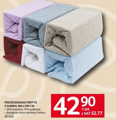 PRZEŚCIERADŁO FROTTE Z GUMKĄ 160 x 200 CM promocja w Selgros