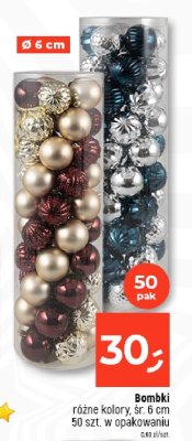 Bombki różne kolory, śr. 6 cm, 50 szt. w opakowaniu promocja w Dealz