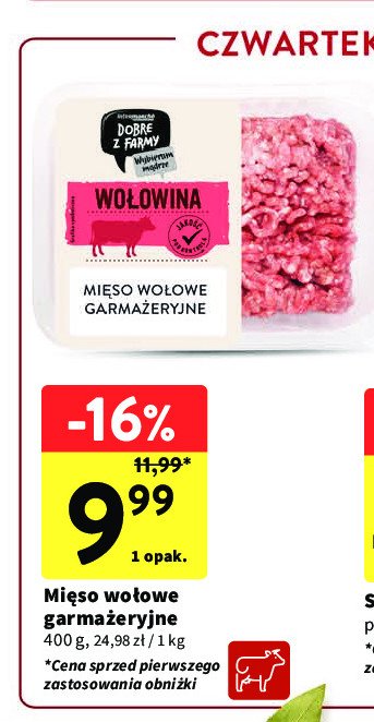 Mięso wołowe garmażeryjne Intermarche dobre z farmy promocja