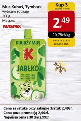 Mus Kubuś, Tymbark wybrane rodzaje Maspex promocja w Market Point