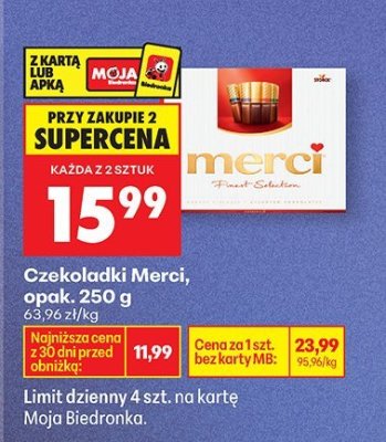 Czekoladki Merci, opak. 250 g promocja w Biedronka