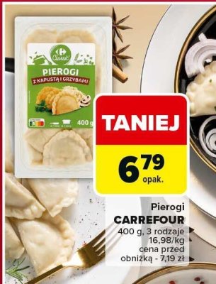 Pierogi CARREFOUR z kapustą i grzybami 400g, 3 rodzaje promocja w Carrefour