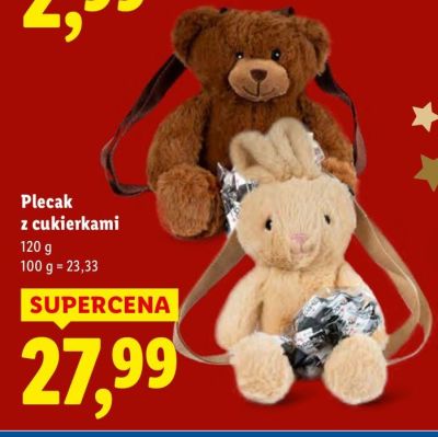Plecak miś z cukierkami  promocja w Lidl