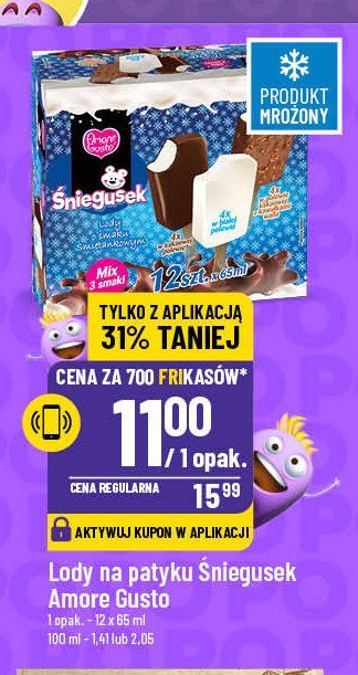 Lody na patyku śniegusek Amore gusto promocja