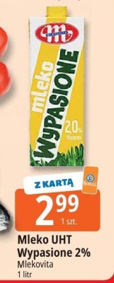 Mleko UHT Wypasione 2% Mlekovita promocja w Leclerc