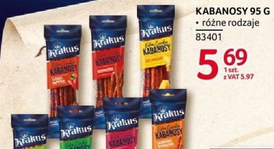 Kabanosy Krakus różne rodzaje 95g promocja w Selgros