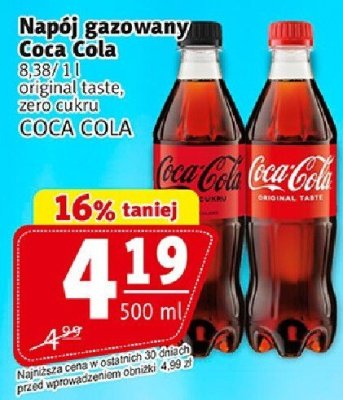 Napój gazowany Napój gazowany Coca-Cola original, zero cukru COCA COLA promocja w Prim Market