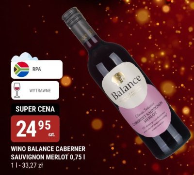 Wino Balance Cabernet Sauvignon Merlot 0,75 l promocja w bi1