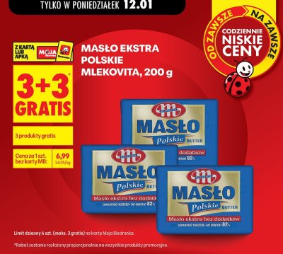 Masło ekstra polskie Mlekovita 200g promocja w Biedronka