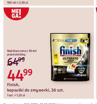 Tabletki do zmywania lemon Finish ultimate plus promocja w Rossmann