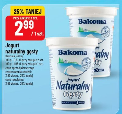 Jogurt naturalny gęsty Bakoma promocja w POLOmarket