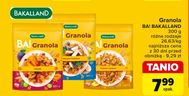 Granola 5 ziaren z miodem Bakalland ba! promocja